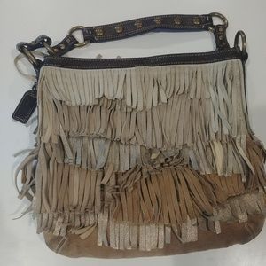 COACH brown fringe bag